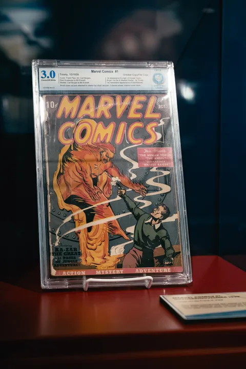 Image from Marvel: The Exhibit of Hulk breaking out of a wall.